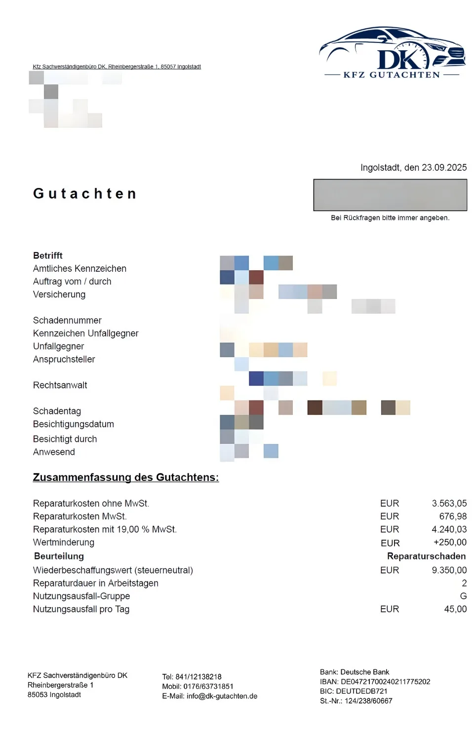 Beispiel Gutachten DK